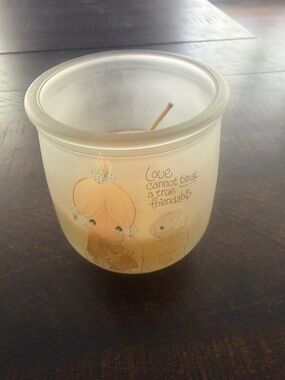 Precious Moments Frosted Glass Candle Holder with Friendship Illustration